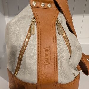 Valentina Cream and Tan Leather Women's Bag